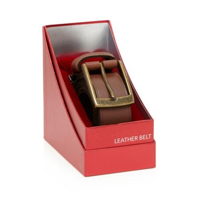 RJR.John Rocha Brown leather textured belt in a gift box